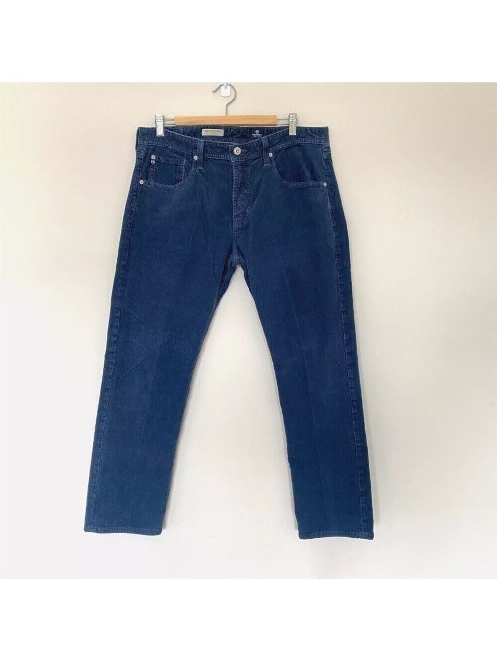 AG Adriano Goldschmied Matchbox Slim Straight Pants Mens 36X30 Navy Corduroy